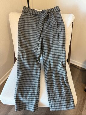 Aritzia Wilfred Gray Plaid Tie-Waist women’s Pants